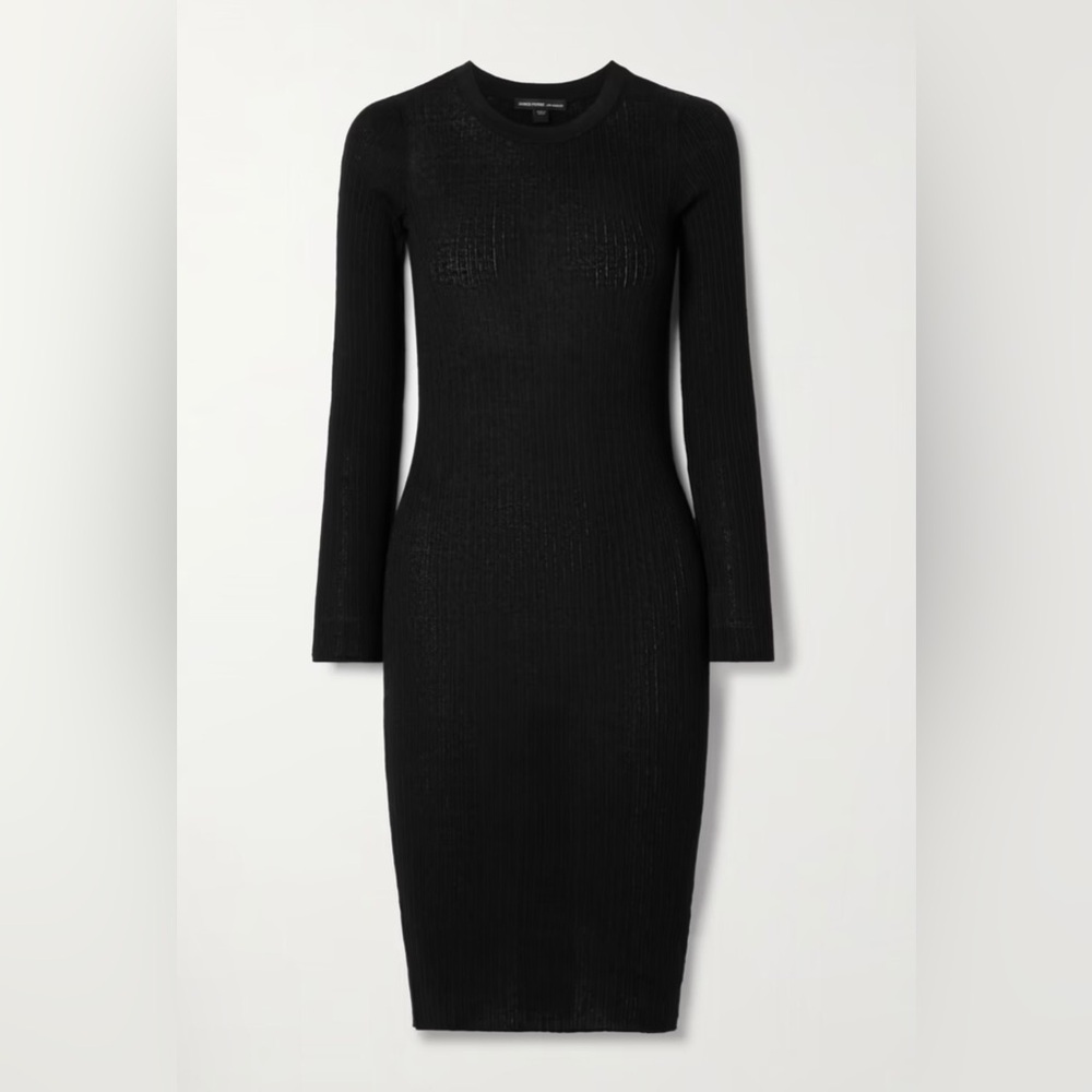 James Perse Long Sleeves Crew Neck Ribbed‎ Black Dress Size M